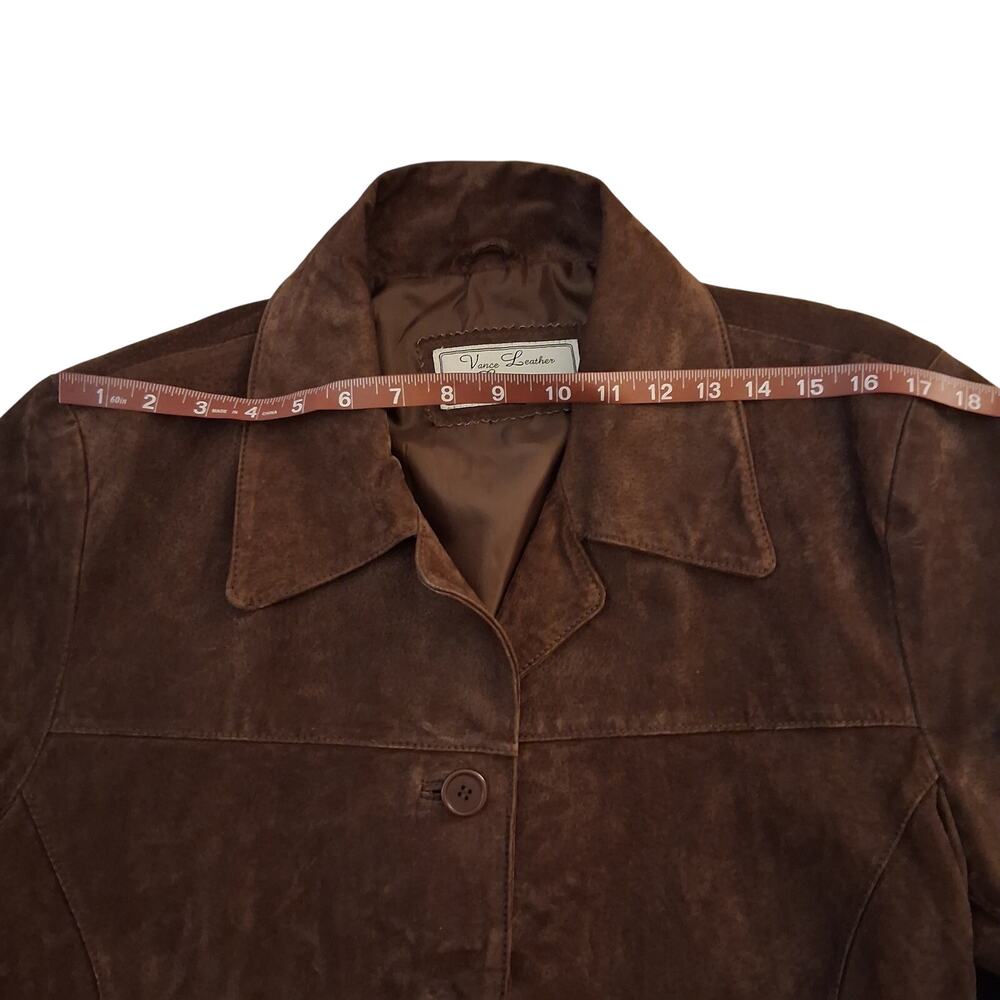 Vance Leather Collection Women Suede Button Up Jacket Coat Pockets Brown Size-XL - Picture 6 of 12